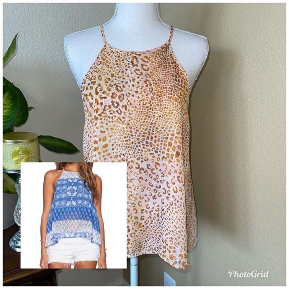 Show Me Your Mumu SMYM Selena Split Back Halter Animal Print Top Blouse Small - Picture 1 of 3